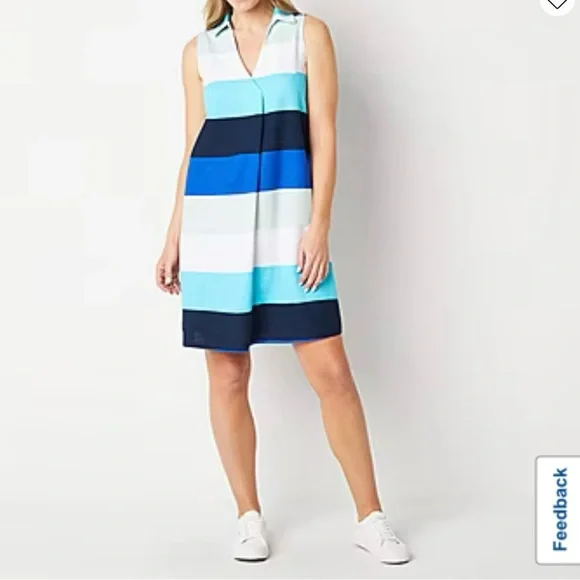 NWT Liz Claiborne Sleeveless Striped A-Line Dress size 8 - Picture 1 of 7
